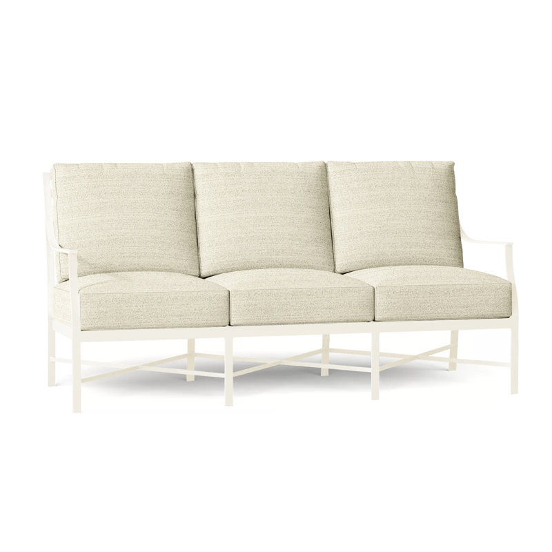 Monaco 74.5" Wide Outdoor Patio Sofa with Cushions, Slate Gray, No Welt, Intermix Indigo