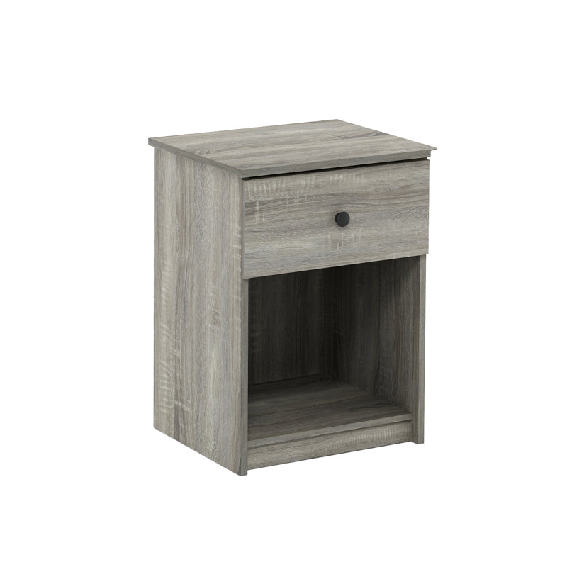 Table de bout moderne avec tiroir et rangement ouvert 15,6 po x 17,8 po x 24,2 po, Gris
