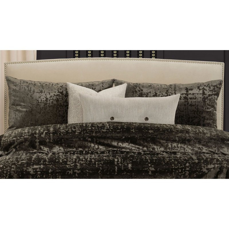 High Society Velvet Duvet Set, Cal King Duvet Cover &Insert +2 Shams + 2 Pillows, Brunette