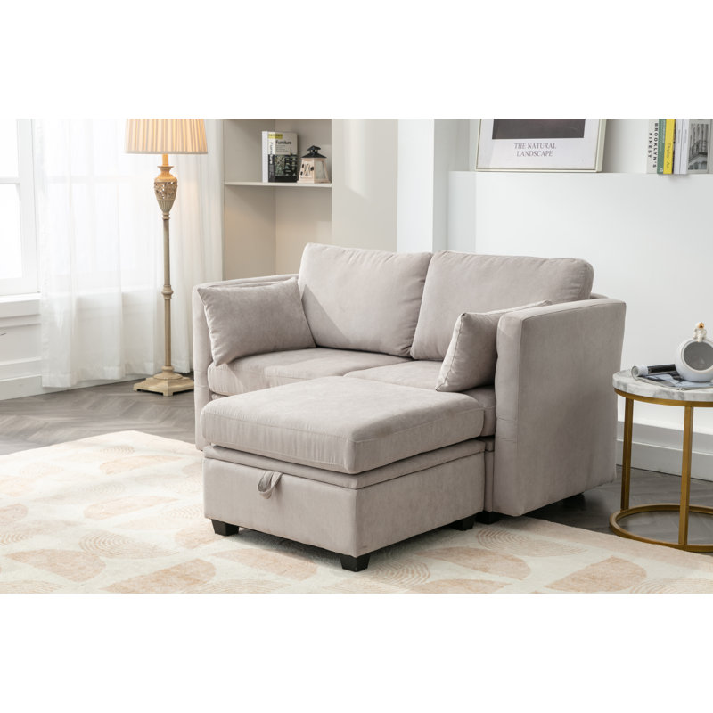 Causeuse rembourrée avec repose-pieds 58,26 po Toxi, Gris clair