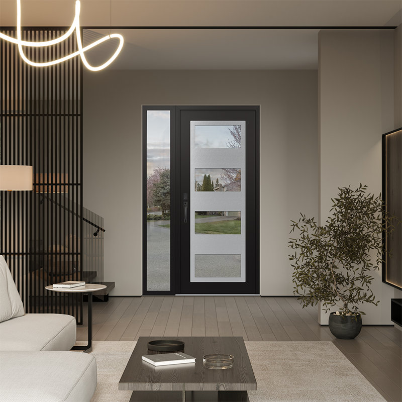 Porte d'entrée avant pré-montée Sidelite, L 53,25 po x H 81,69 po, Oui, Clair