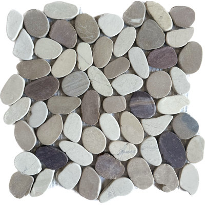Tuscan Sea Flat Pebble Mosaic Natural Red White Tan Colour 12'' x 12'' Floor Wall Tiles