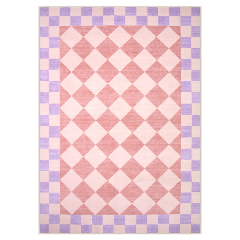  Checkered Washable Area Rug for Living Room Non-Slip Soft Stain Resistant Indoor Carpet, Rectangle 5' x 7'