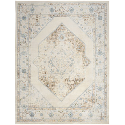 Haydel Machine Washable Area Rug in Ivory