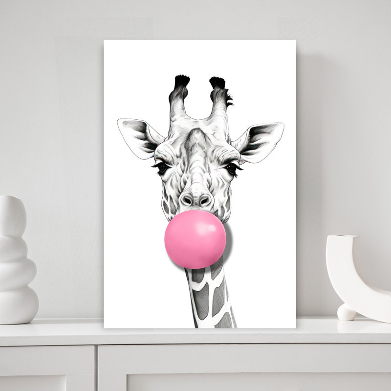 Art contemporain, art girafe contemporain, H 12 po x l 8 po