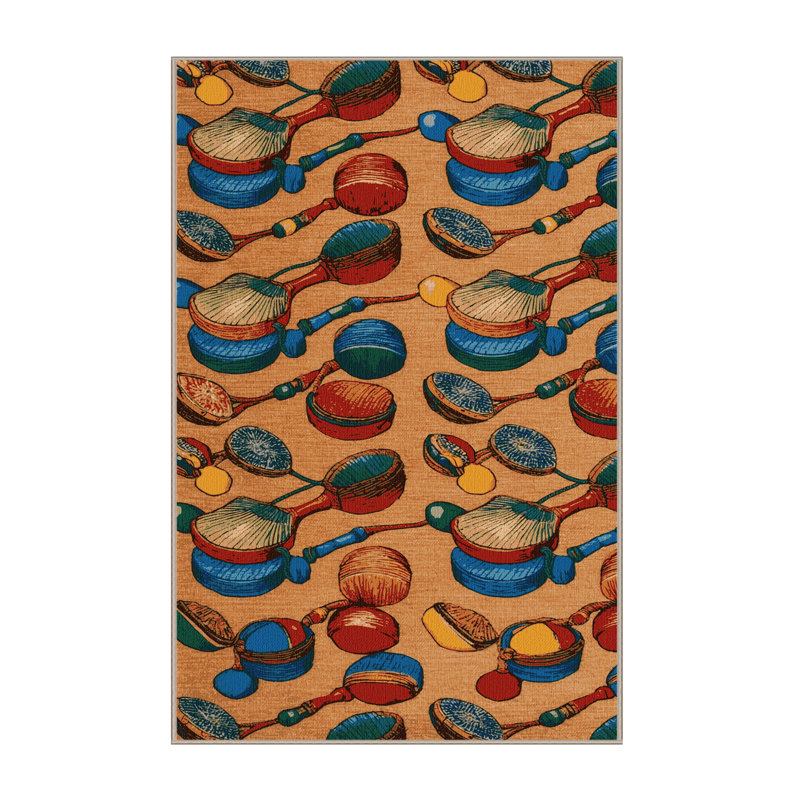 Washable Castanets Music Area Rug, Rectangle 7' x 10'
