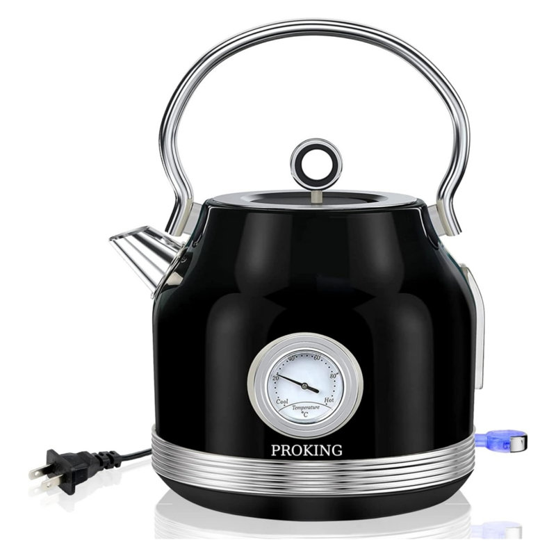 Bouilloire électrique en acier inoxydable de 1,7 l, Noir, noir, noir, noir