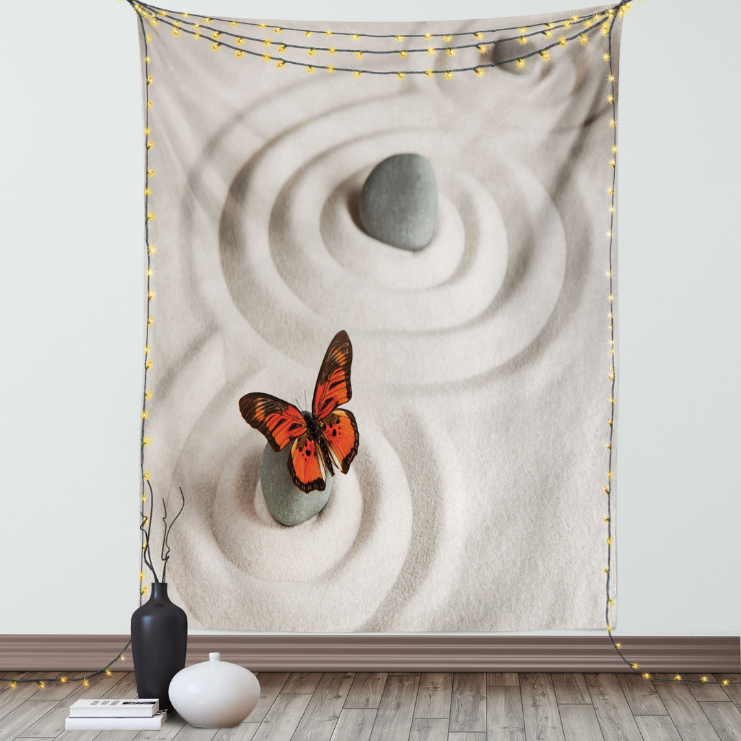 Wandbehang Rock auf dem Sand Schmetterling Serenity Lebenszyklus Natur Thema