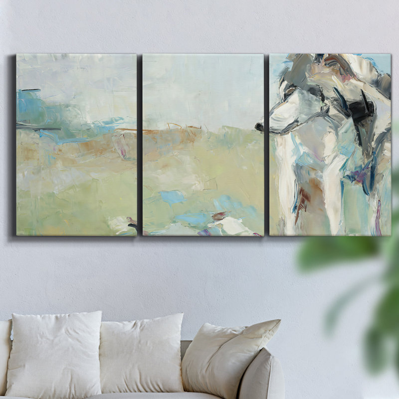 Watercolor Pasture II - Toile encadrée multi-pièces, H 36 po x l 72 po x P 2 po