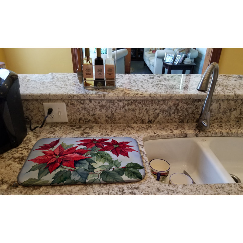 Christmas Poinsettias Dish Drying Mat