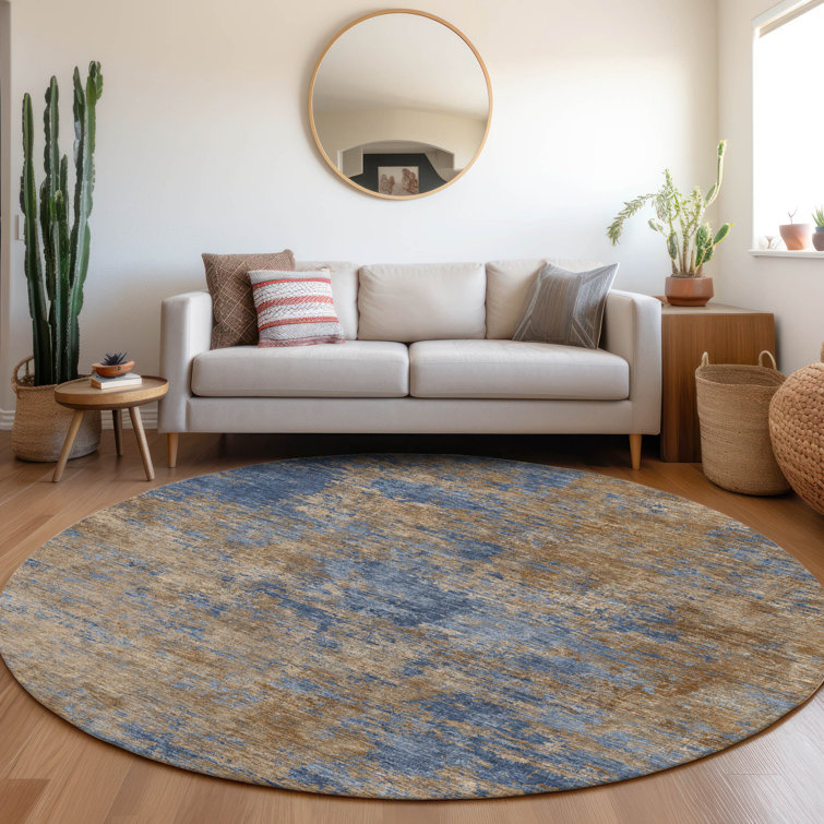 Machine Washable Indoor/Outdoor Chayden ACN1093 Navy Rug