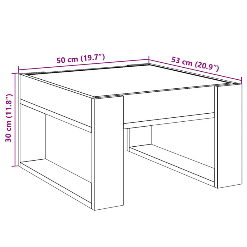Cyndal Coffee Table, 30cm H x 50cm L x 53cm W, White
