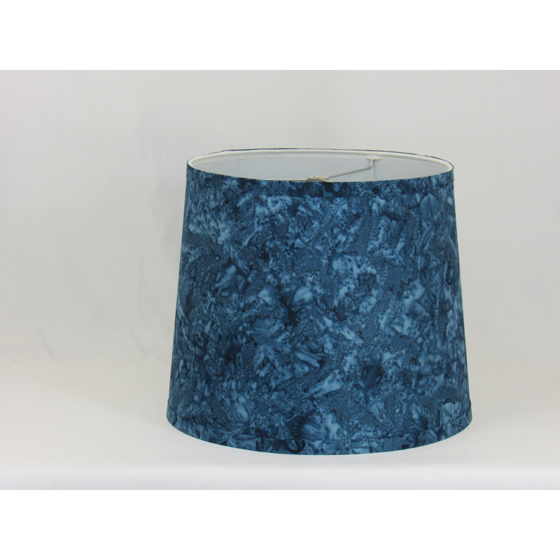 Abat-jour tambour en coton bleu discret (araignée), H 11 po x l 14 po x P 14 po