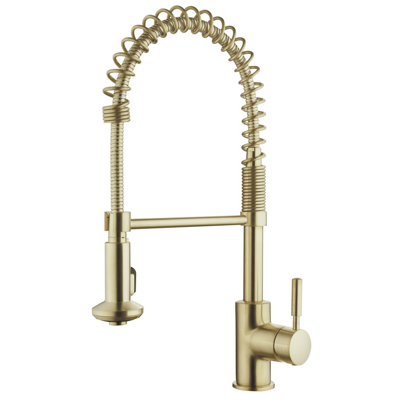 Casmir Series Matte Gold Single Handle Coil Pull Down Kitchen Faucet, Matte Gold