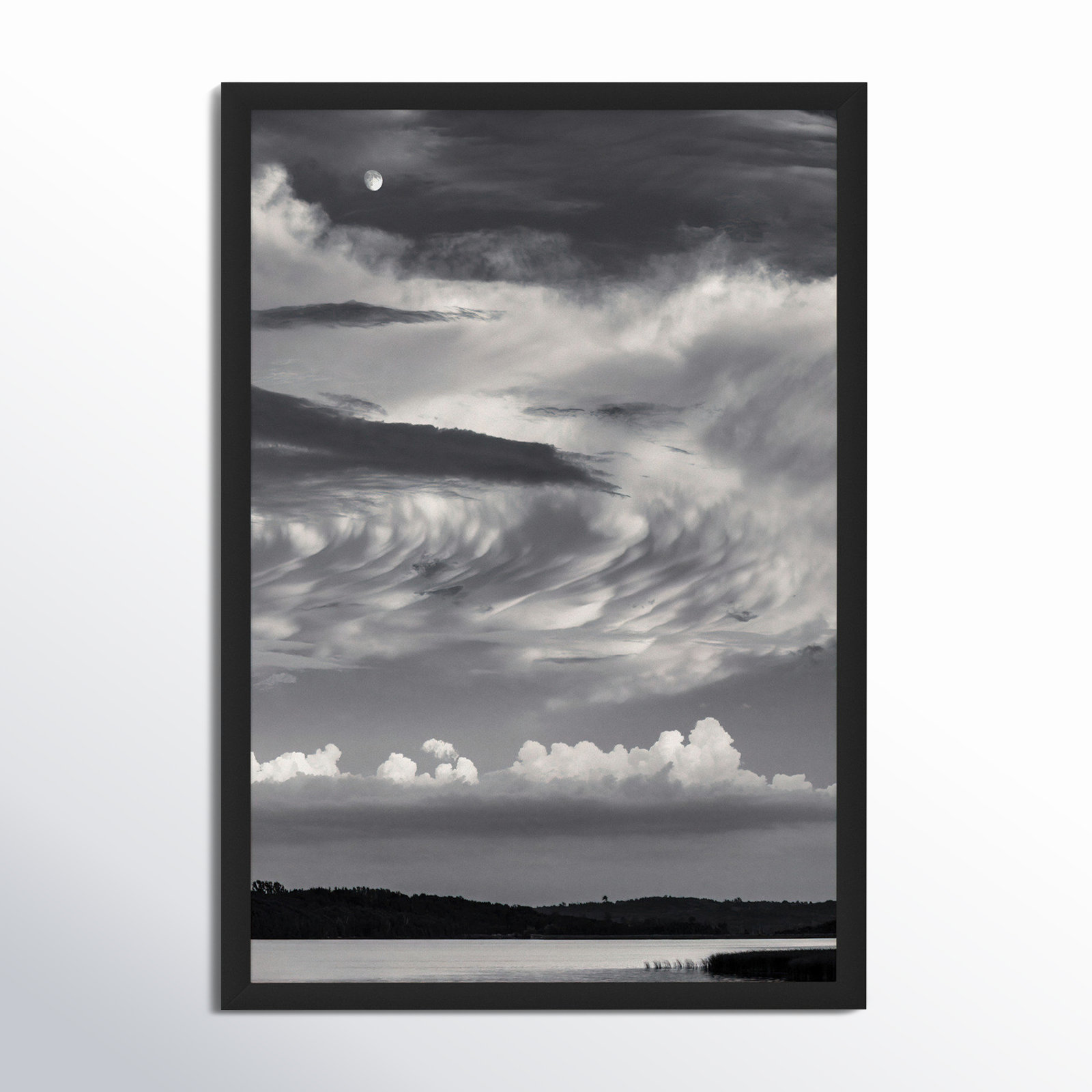 Garden Sign "Island Lake Moon" Print, Black, 20" H x 14" W x 1.25" D