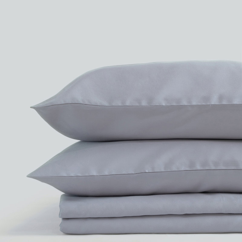 Ensemble de draps 100% coton 400 fils Sateen, Gris clair, Grand
