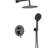 DAX Salerno Round Shower System with Hand Shower, Matt Black-114825835