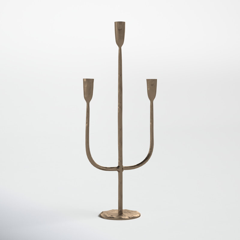 21.5" Iron Tabletop Candelabra, Antique Brass