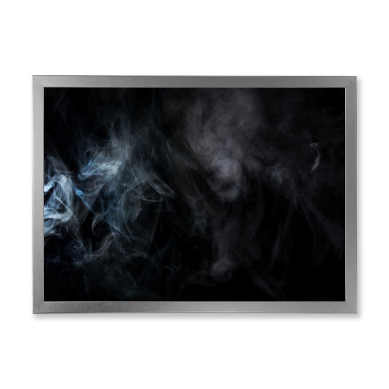 Tempête mystique grise et noire - œuvre d'art moderne sur toile, H 8 po x l 12 po x P 1 po, Cadre photo argenté