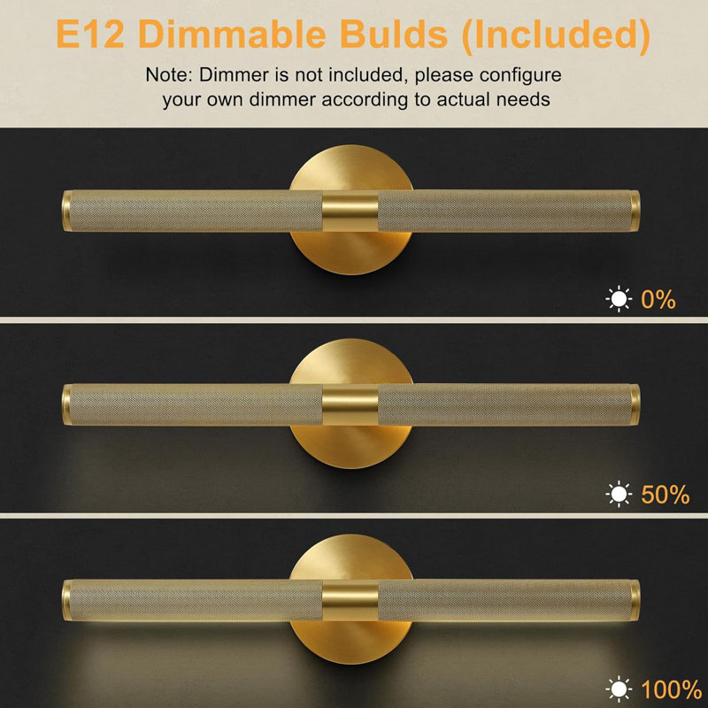 24 In Rotatable 360° Bathroom Vanity Light,picture Light, Gold
