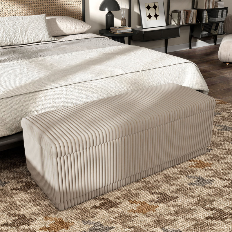 Bessler Robert Bench With Hidden Storage Compartment, Beige