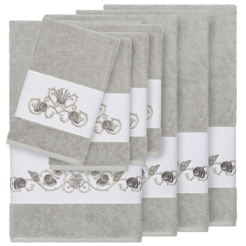 Bella 8 Piece Turkish Cotton Towel Set, Light Gray