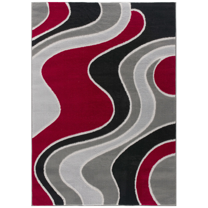 Tapis rouge / noir Balderston, Tapis de couloir 4 pi x 6 pi