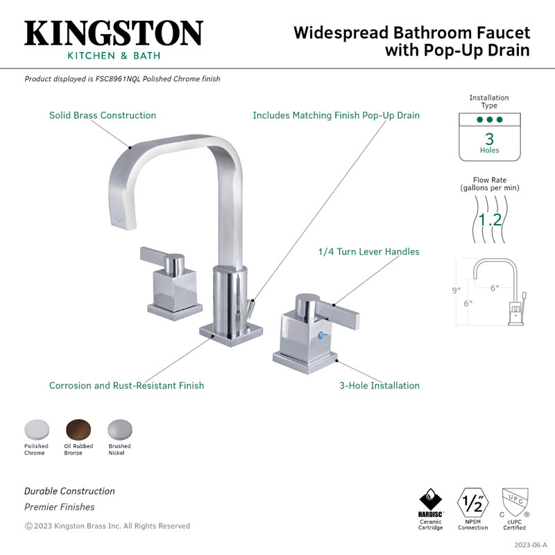 Meridian Fauceture Widespread Bathroom Faucet, Oil Rubbed Bronze