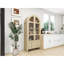 Grand garde-manger arqué, armoires de rangement en bois de style campagne moderne, armoire de rangement arquée avec tablettes réglables, armoire polyvalente pour la cuisine, la salle à manger et le salon