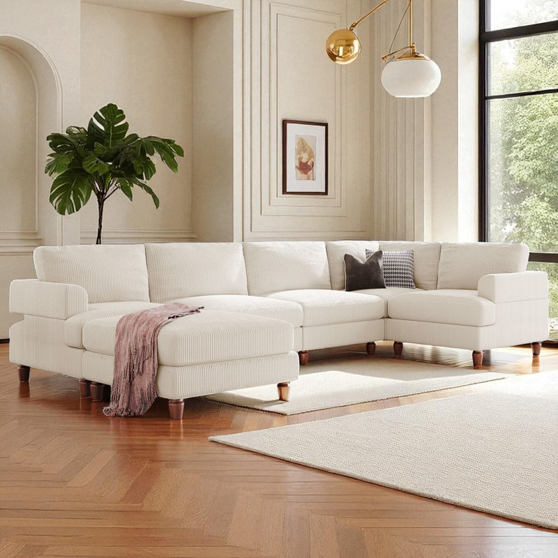 Canapé-lit modulaire rembourré 6 pièces 6 pièces, Polyester beige