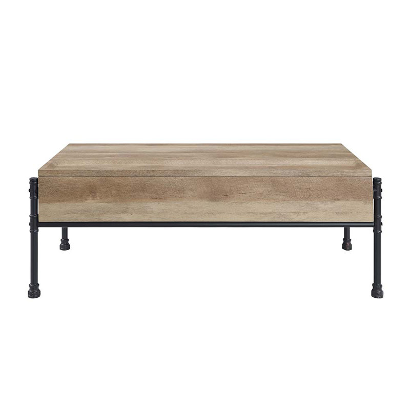Table basse avec plateau relevable Semela en chêne et noir sable