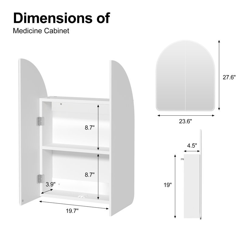High-End Luxury Design Double Door Tempered Glass Mirror Medicine Cabinet