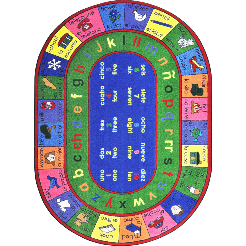Tapis éducatif de style espagnol Lengualink par Joy Carpets, Ovale 7 pi 8 po x 10 pi 9 po