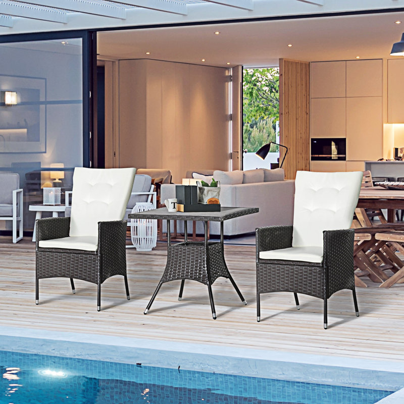 3 Piece Outdoor PE Wicker Conversation Set