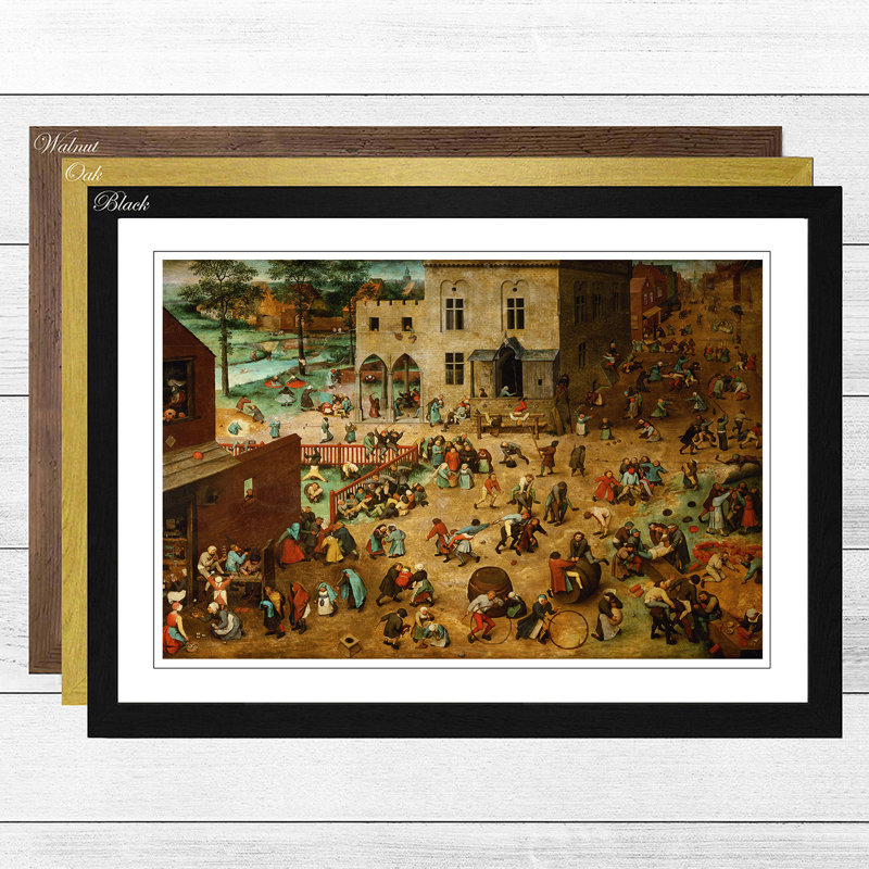 Childrens Games by Pieter Bruegel the Elder - Framed Print, Oak