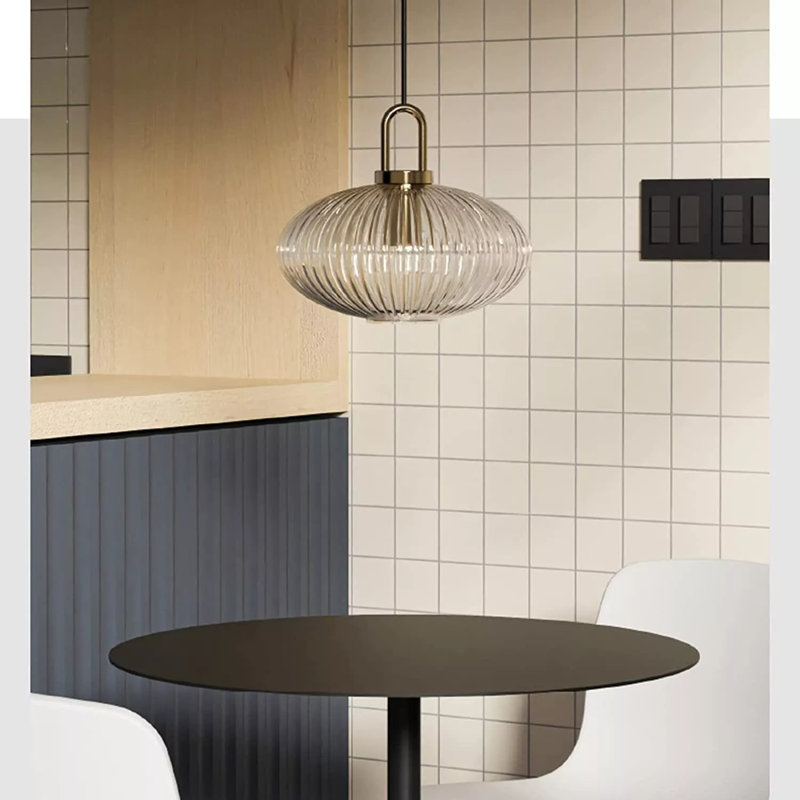1 - Light Gold Sphere Pendant, Smokey Grey