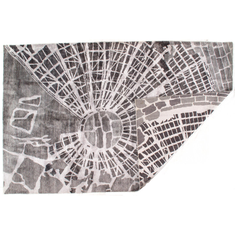 Silk Abstract Area Rug, Rectangle 10'2" x 14'