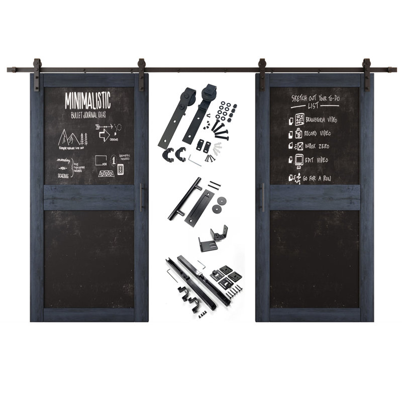 Portes de grange non assemblées et finies avec tableau noir 2 panneaux 26 po x 84 po Homquer, 26 po x 84 po