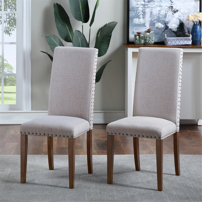 Karcher Upholstered Side Chair, Gray 100% Linen