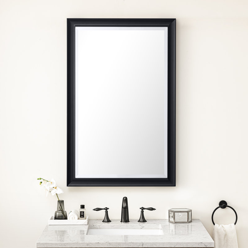 Glenbrooke Solid Wood Wall Mirror, 38" x 26", Black Onyx