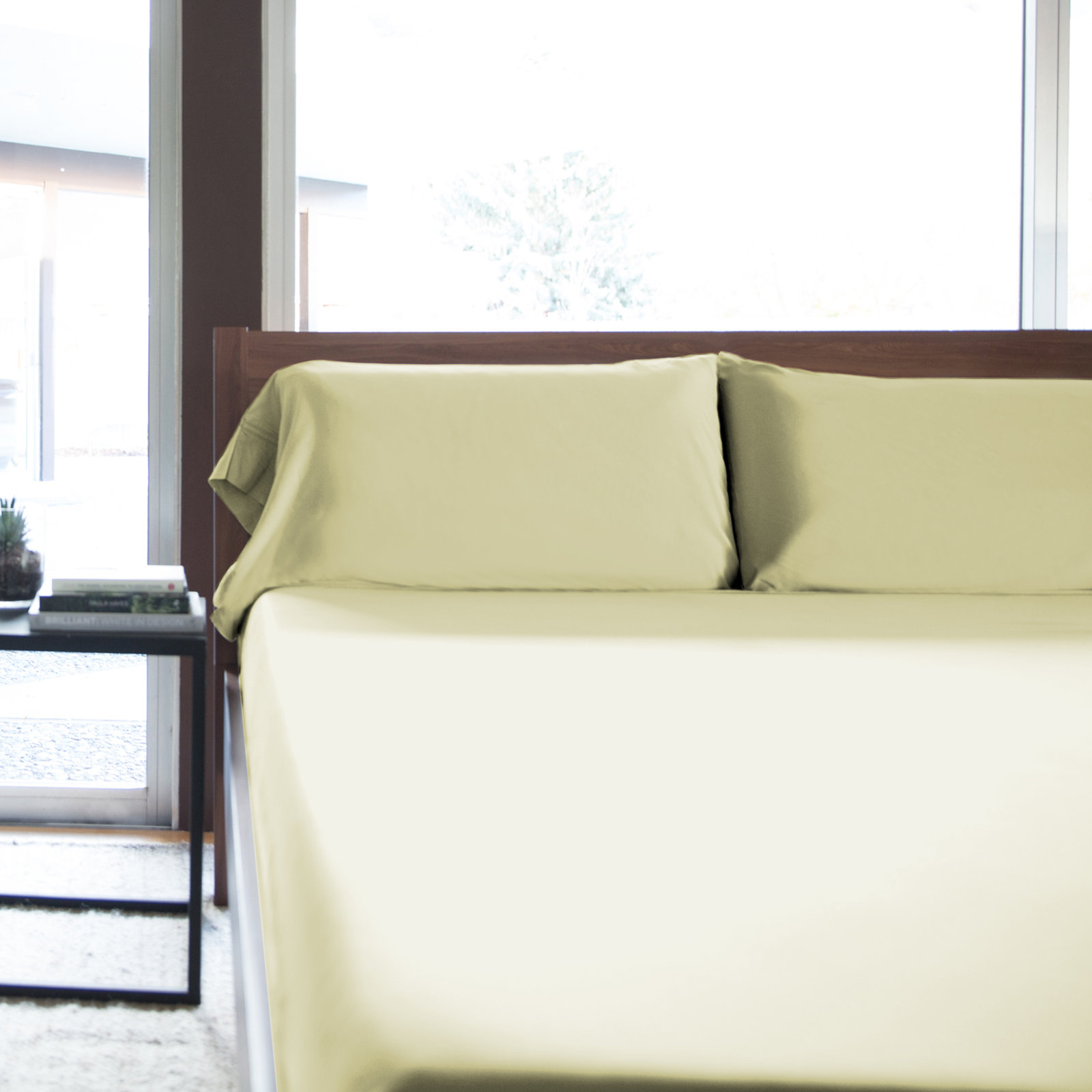 Kera Rayon from Bamboo Sheet Set, Green, Queen Sheet Set with 2 Pillowcases