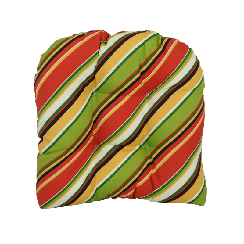 Outdoor 5'' Seat Cushion, Green/Orange