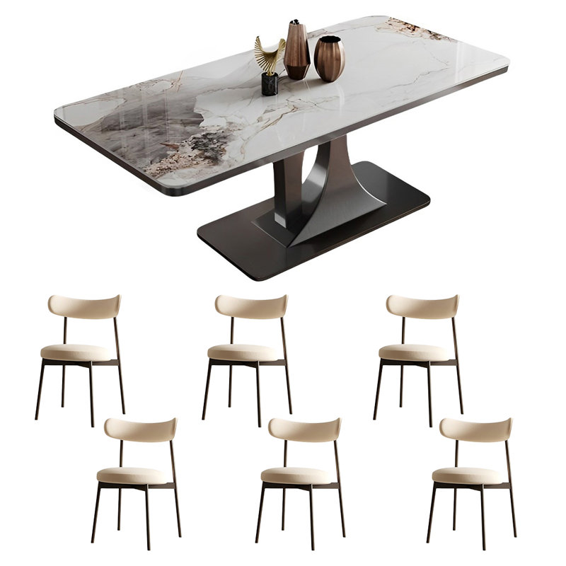 Ensemble de table de salle à manger rectangulaire et chaises, H 29,52 po x L 55,11 po x l 31,49 po