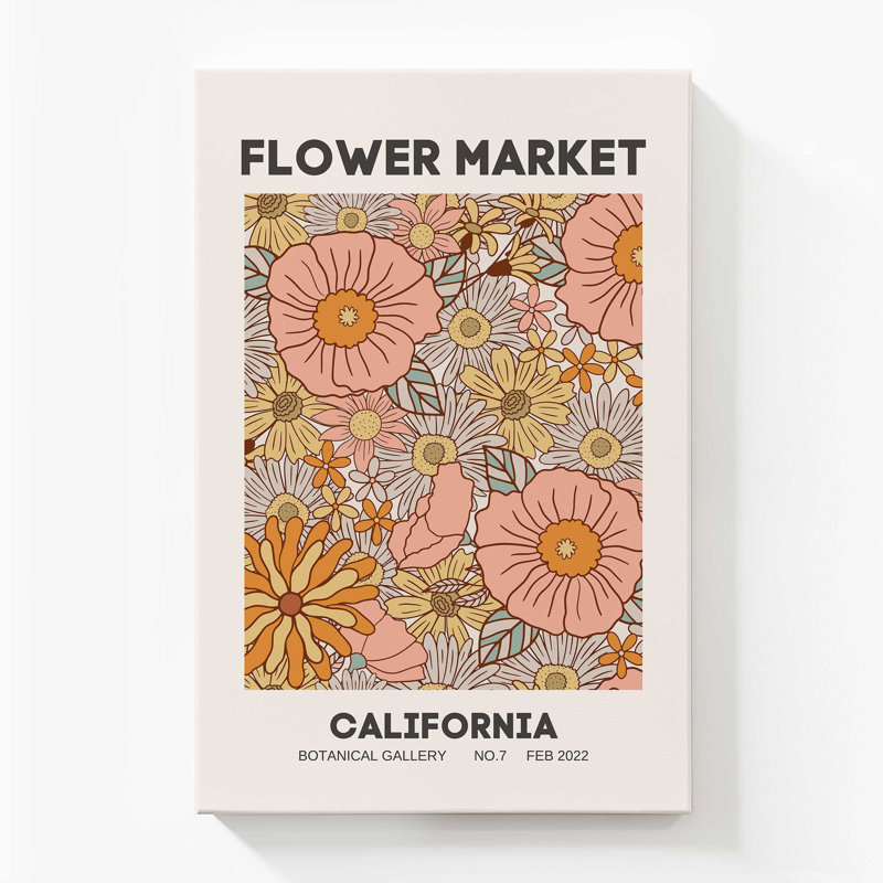 Marché de fleurs rétro en Californie, Toile tendue, H 72 po x l 48 po x P 1,25 po