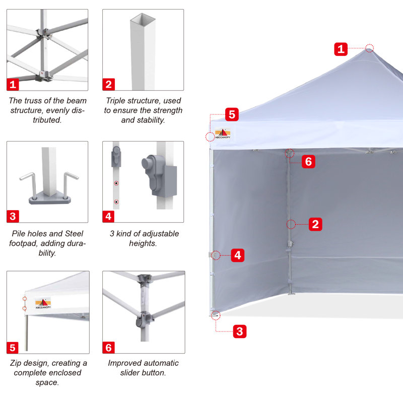 Beige 10' x 10' Metal Pop-Up Canopy Tent with Sidewalls