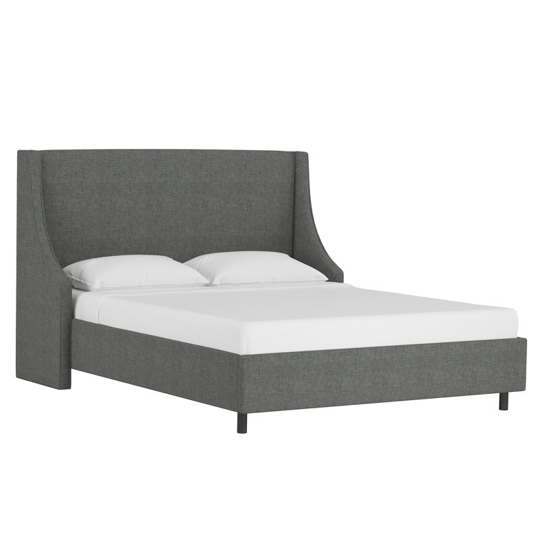 Anderson Upholstered Bed, Zuma Charcoal Textured Linen, Twin