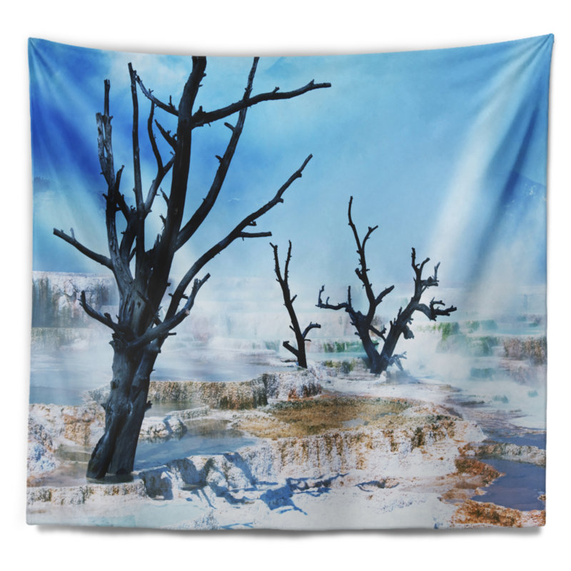 Tapisserie paysage paysager avec de grands arbres secs, H 32 po x l 39 po