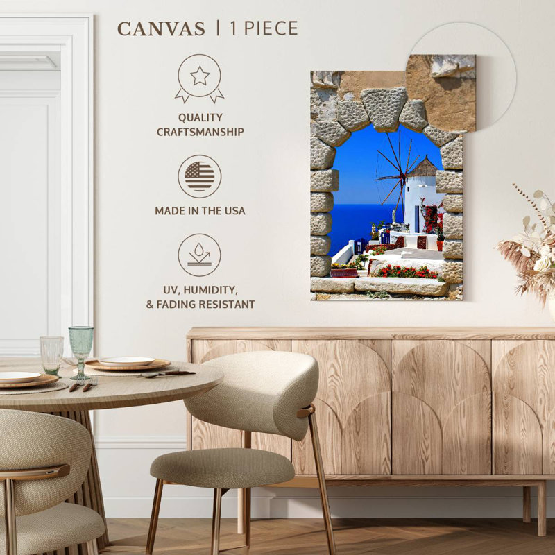 Gillard Oia Windmill View, 51" H x 34" W
