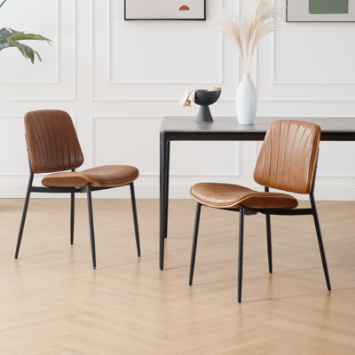 Maelynn Modern Faux Leather Dining chairs Upholstered Dining chairs with Metal Legs