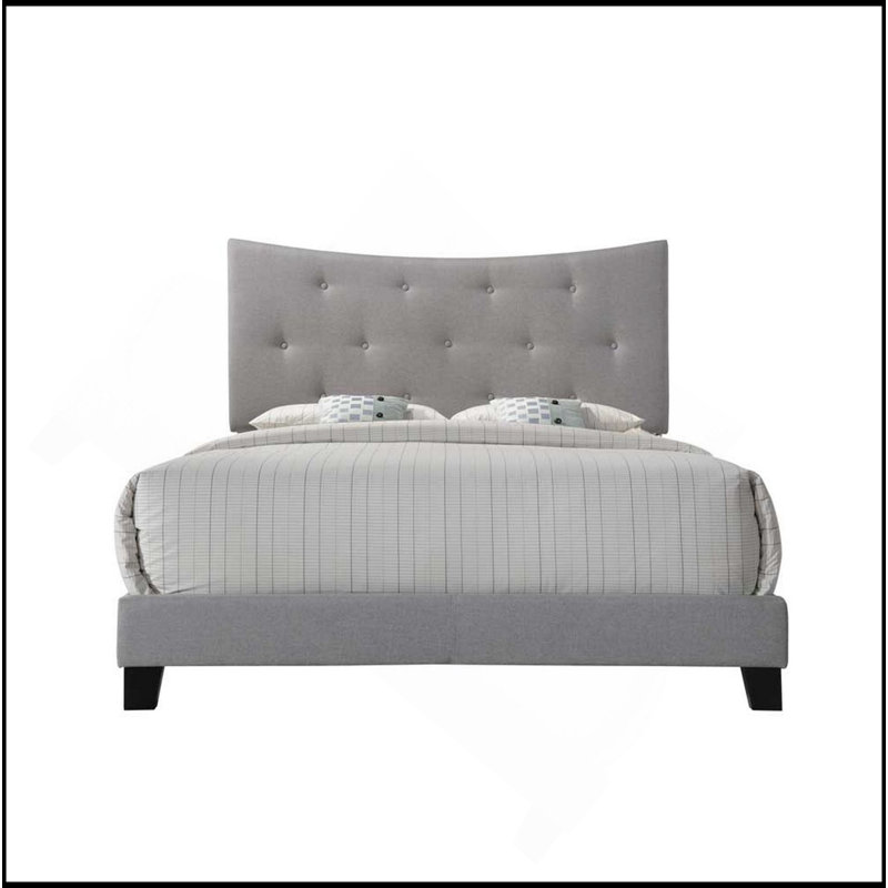 Gray Fabric Queen Bed